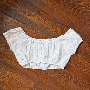 Rat Boi White Eyelet Off-Shoulder Top, Medium